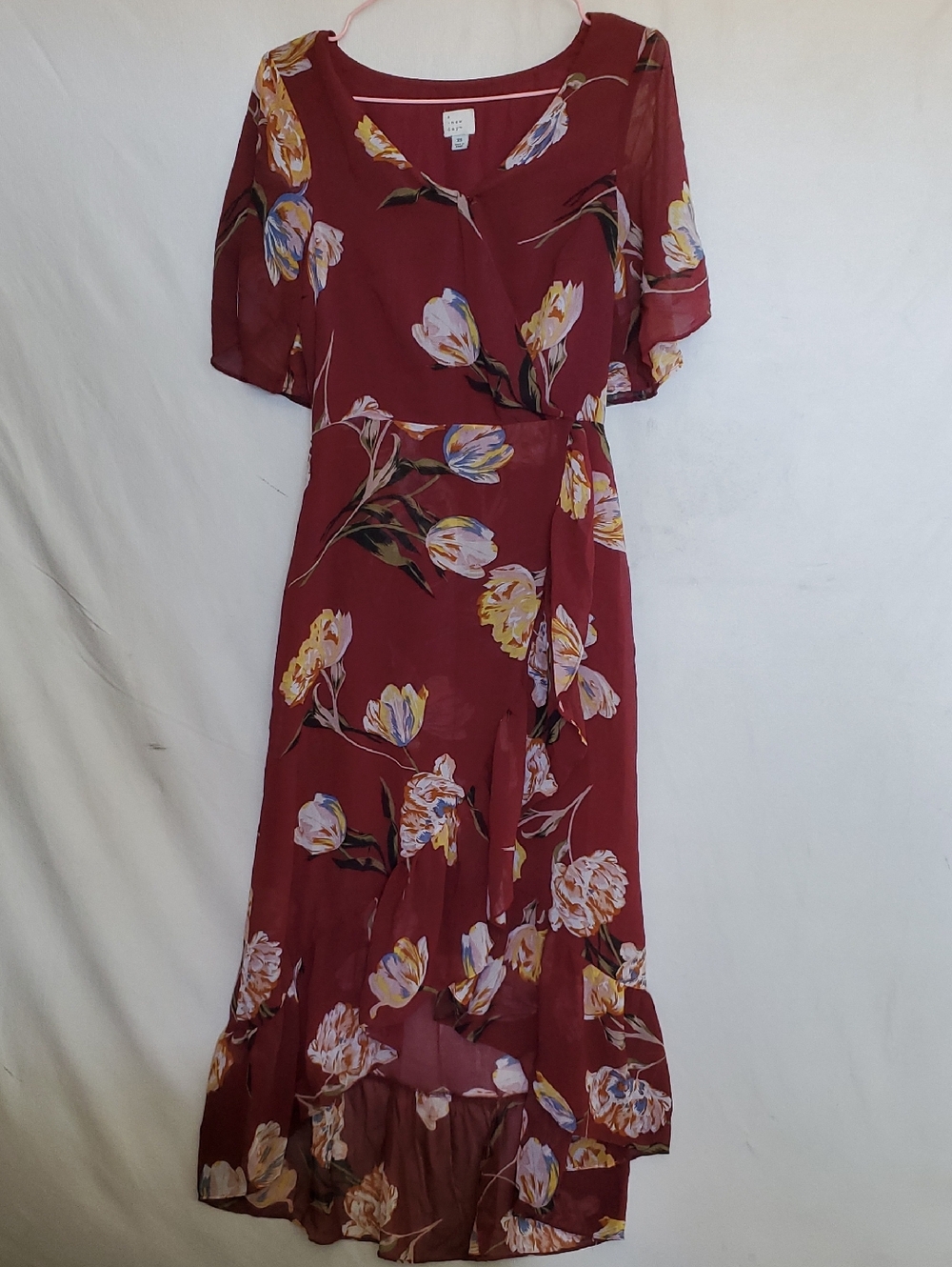 A New Day Floral Midi Dress - Burgundy
